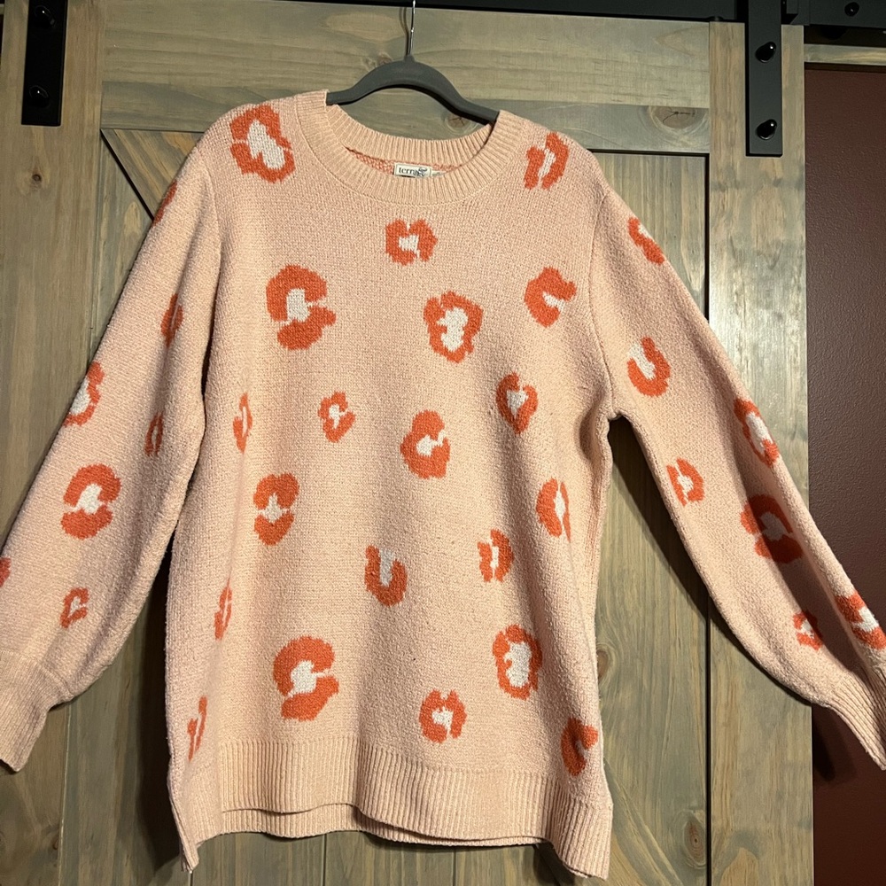 Terra & Sky Pink and Orange Crew Neck Sweater